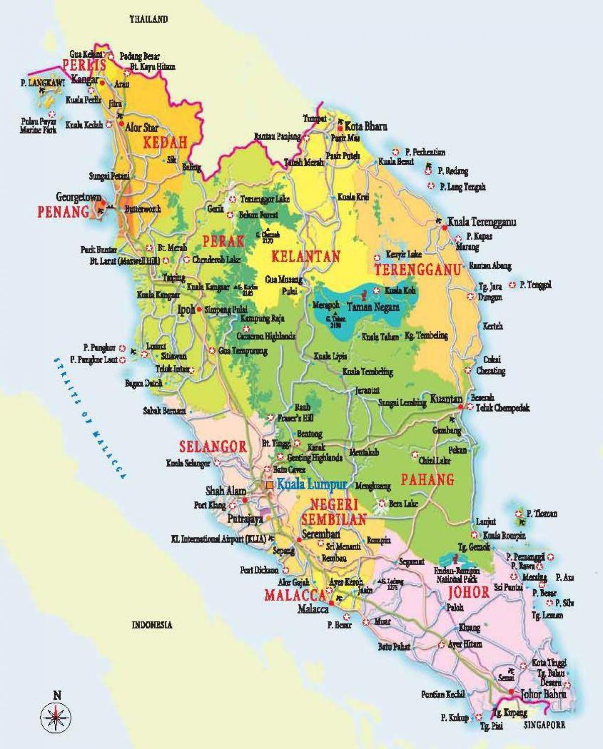 карта на запад малезија
