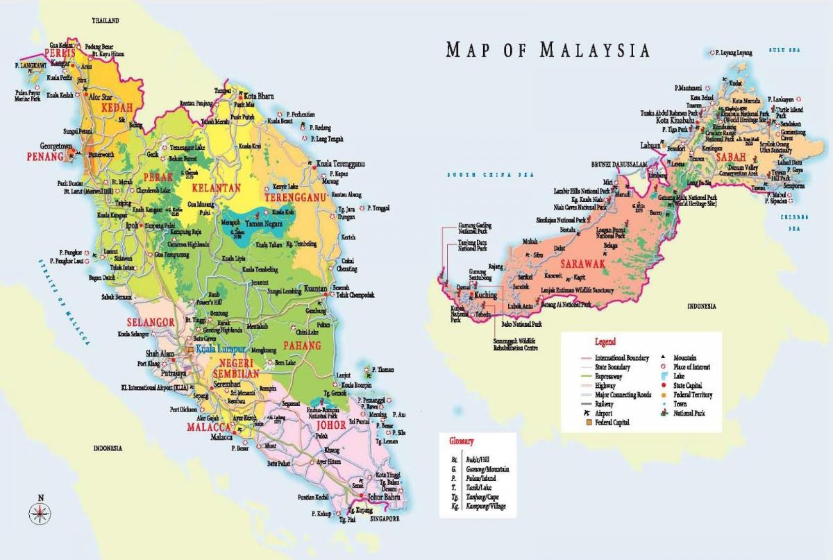туристичката мапа на малезија