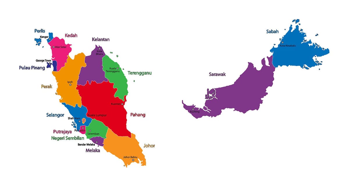 карта на малезија мапата на слика