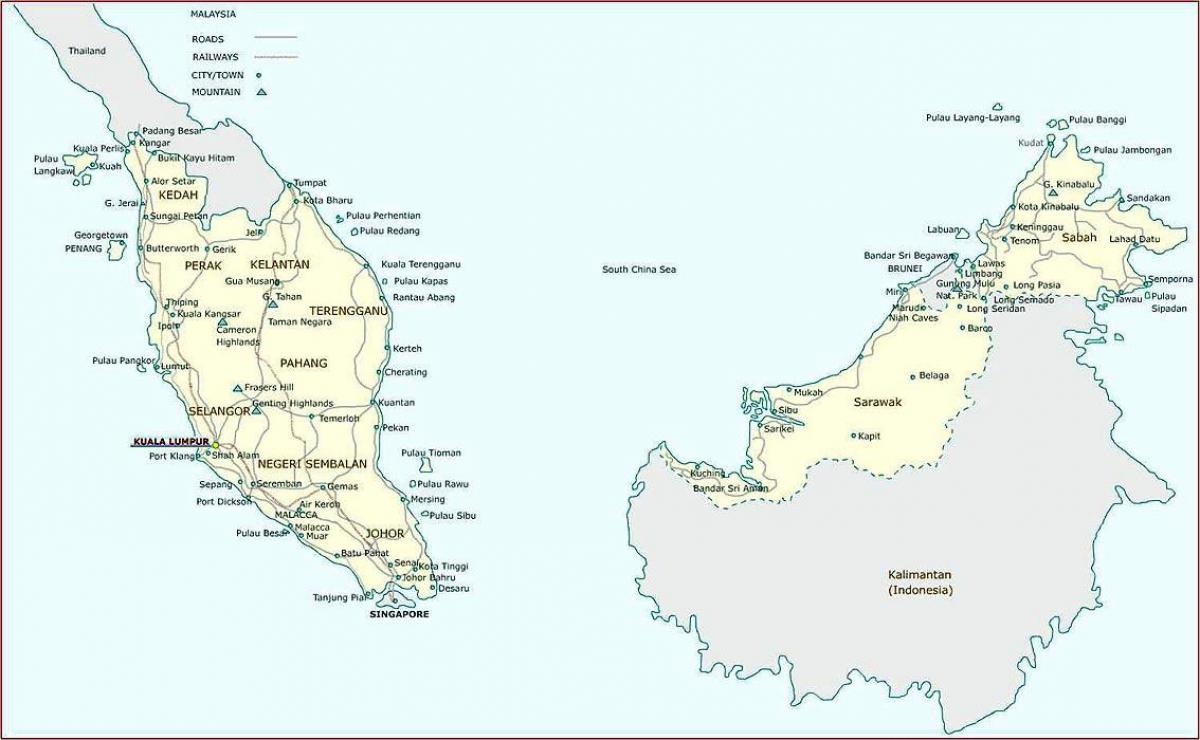 детална карта на малезија