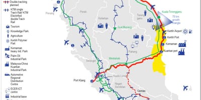 Мапа на голема брзина железнички малезија пат
