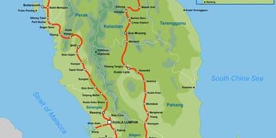 Ktm маршрутата на мапата малезија